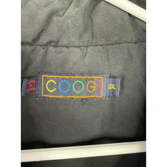 COOGI Bomber Jacket Black Neon Yellow Stripe Logo Patch Mens 6XL